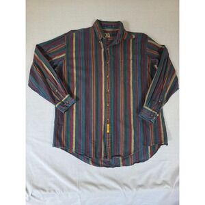 B.D. Baggies Button Down Shirt Striped Cotton XL Multi-Color Vintage 90s Grunge